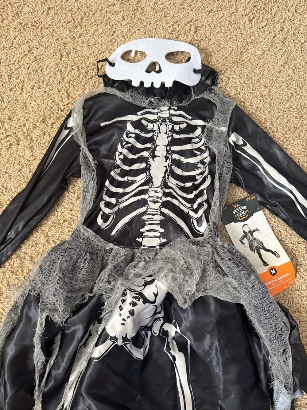 Girls Skeleton Halloween Costume M NWT